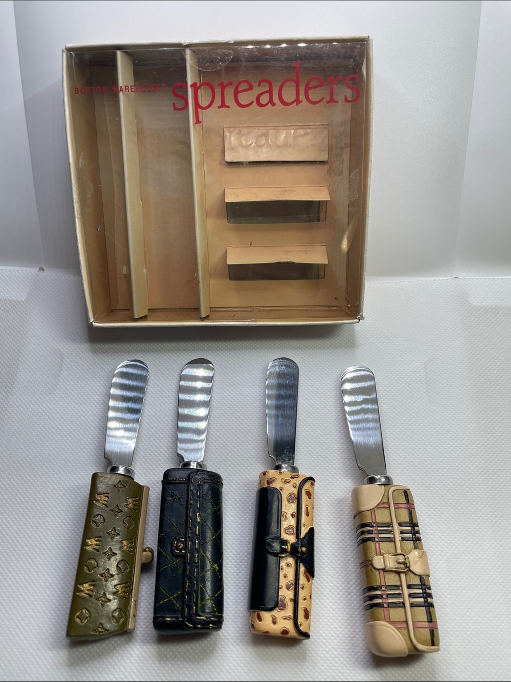 Vintage Boston Warehouse Patterned Luxury Bag Spreaders - Set of 4